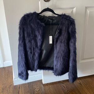 Romeo and Juliet couture faux fur jacket in navy
